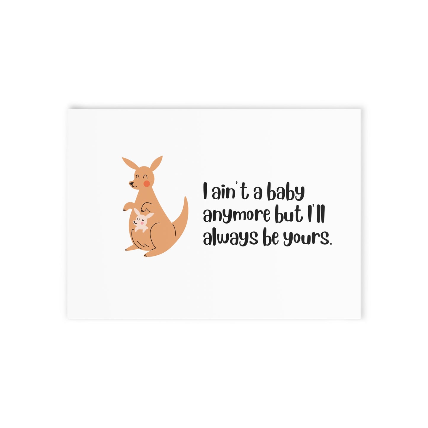 Cartoon kangaroo with a humorous quote on a white background