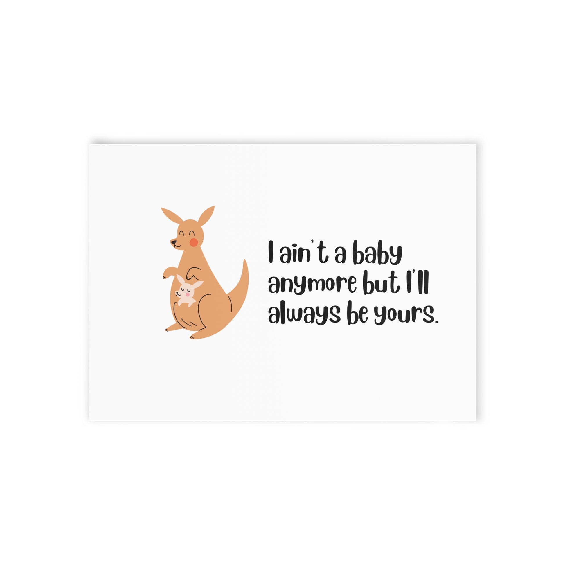 Cartoon kangaroo with a humorous quote on a white background