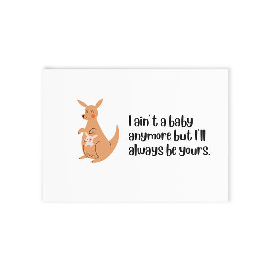 Cartoon kangaroo with a humorous quote on a white background